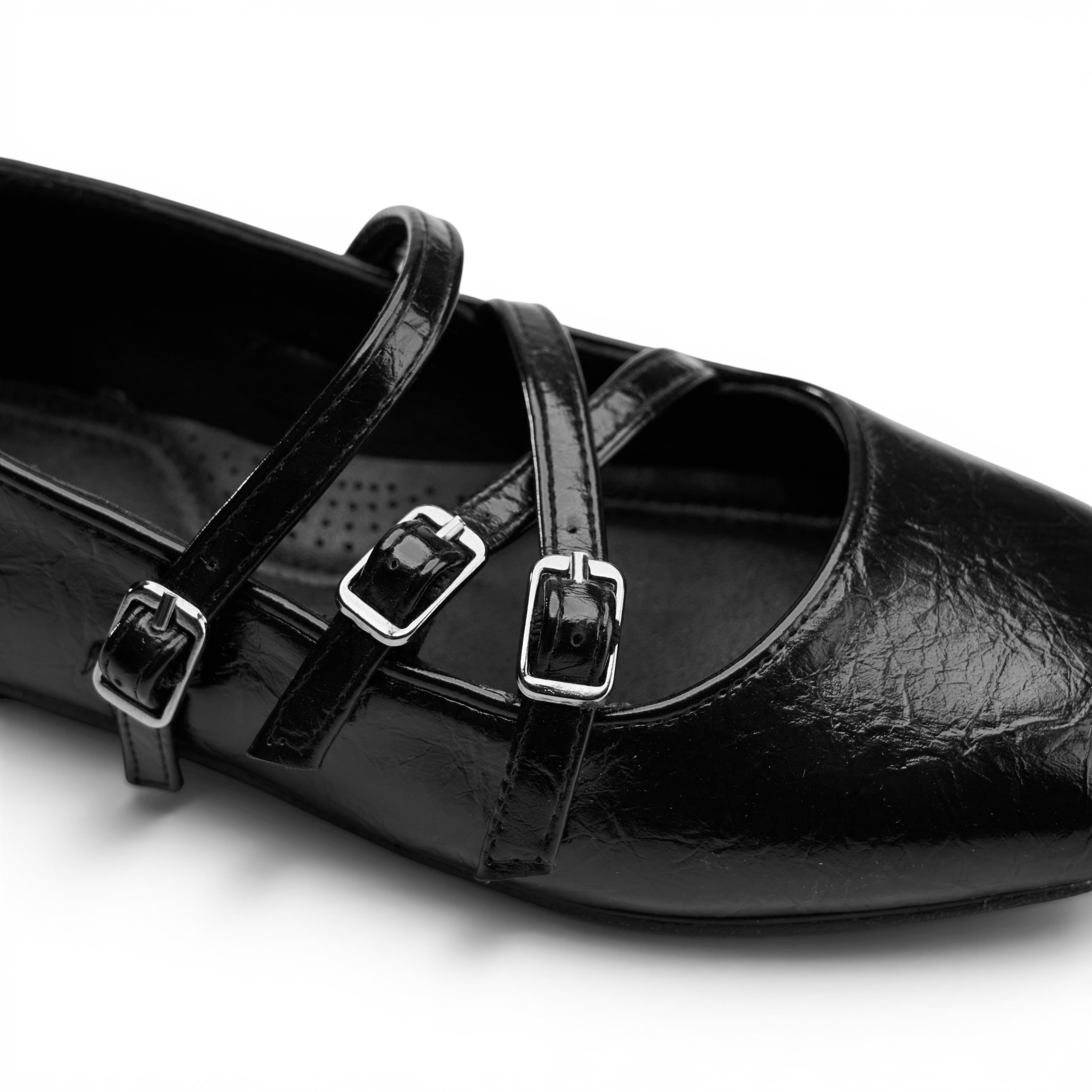 Multi-Strap Mary Jane Flats - Black