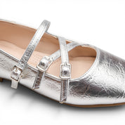 Multi-Strap Mary Jane Flats - Silver