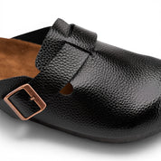 Metallic Pebble-Grain Clogs - Black