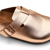 Metallic Pebble-Grain Clogs - Rose Gold