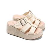 Soft Cream Statement Wedges - beige