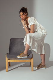 Chic Lace-Up Sneakers - Gold