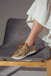 Chic Lace-Up Sneakers - Gold