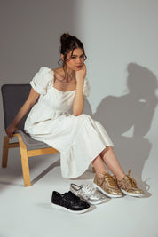 Chic Lace-Up Sneakers - Black