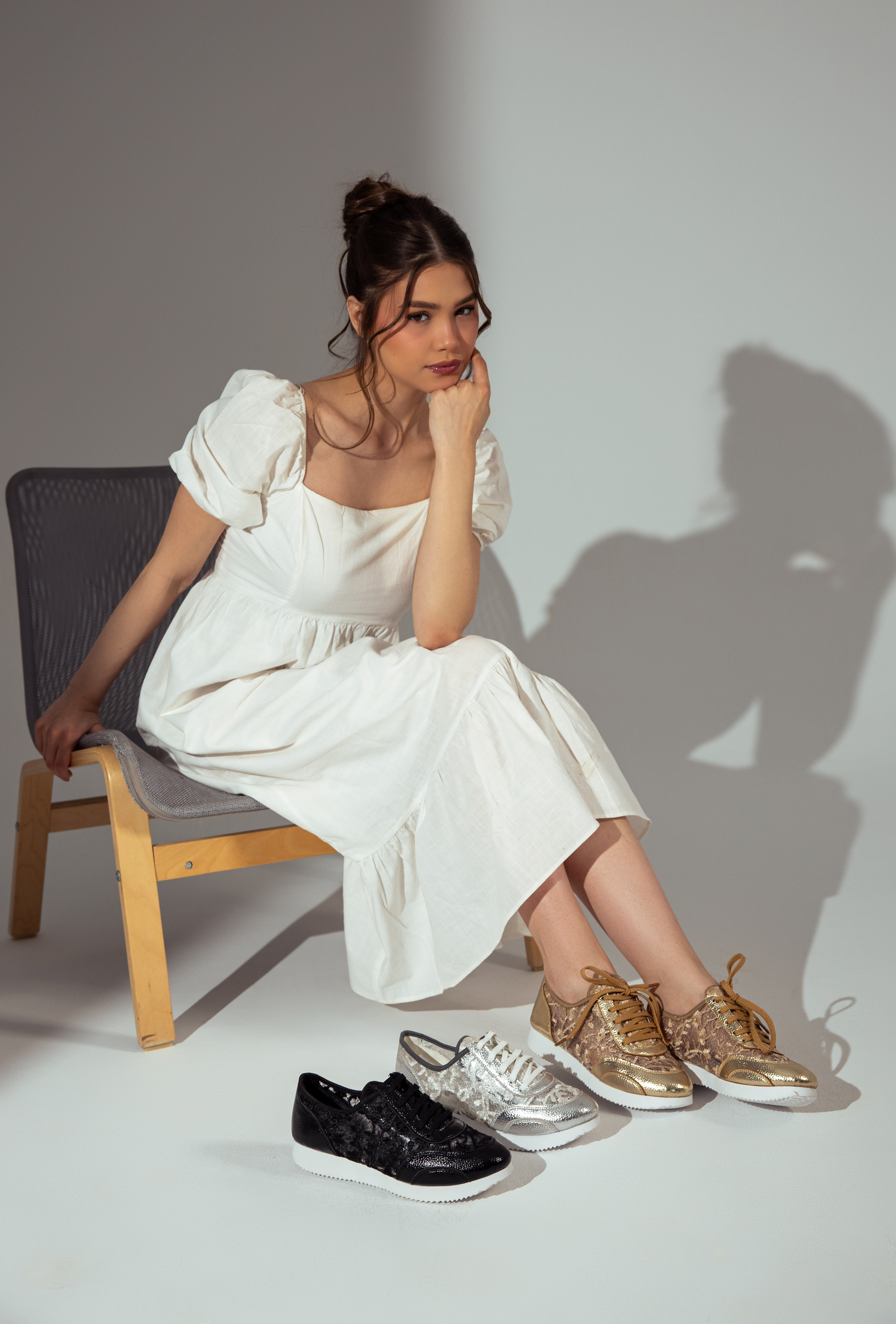 Chic Lace-Up Sneakers - Black