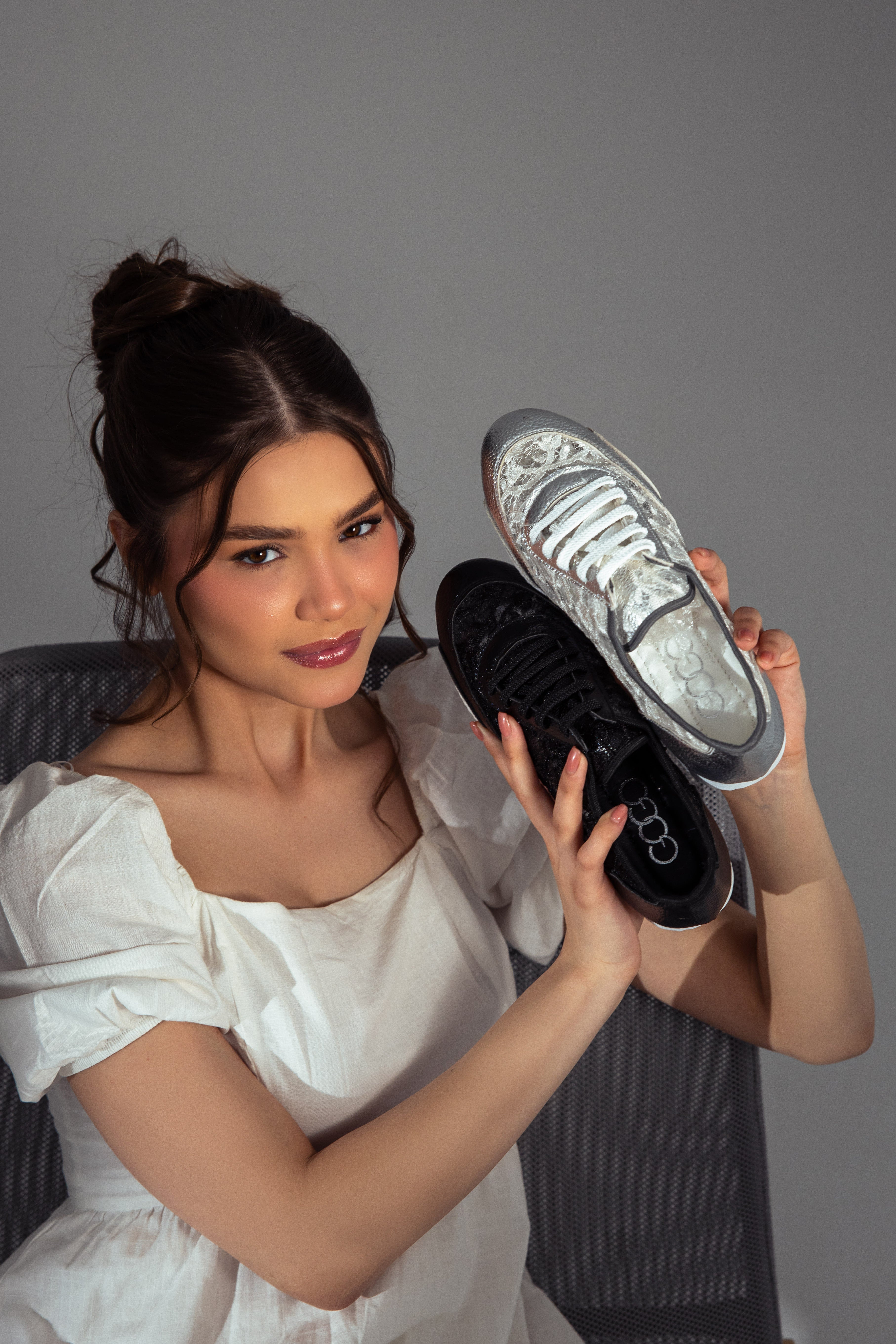 Chic Lace-Up Sneakers - Black