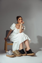 Crisscross Espadrille Wedges - Silver