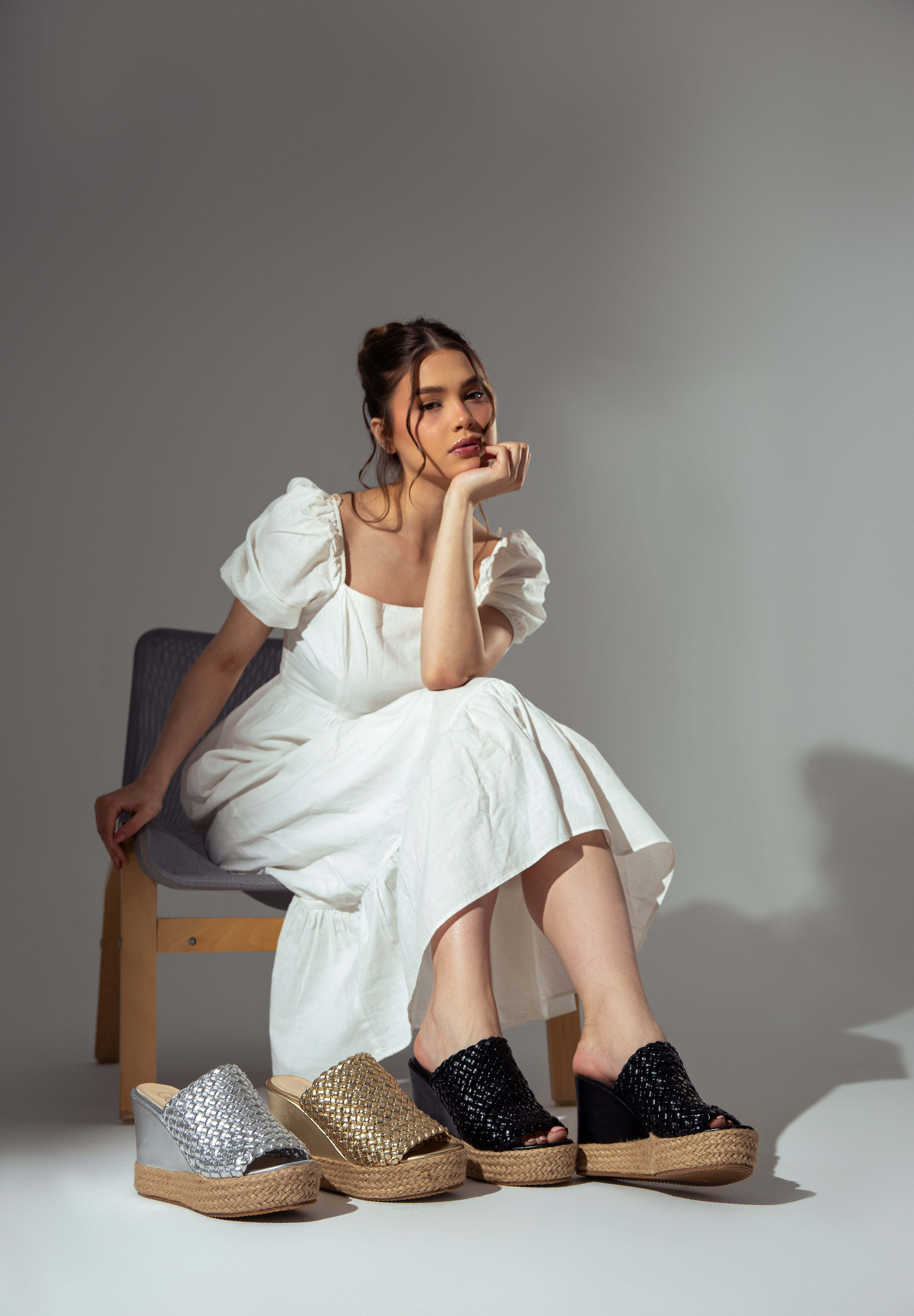 Crisscross Espadrille Wedges - Silver