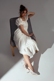 Lace Slingback Heels - White