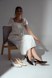 Lace Slingback Heels - Black