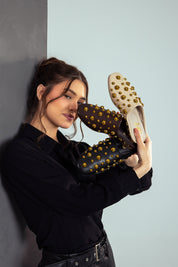 Spherical Hardware Flat Mules - Black