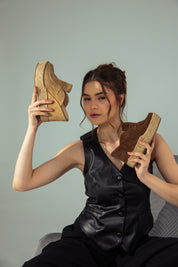 Suede Espadrille Mules - Cafe