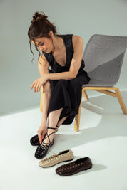 Ghillie Laced Flat Pumps - Brown