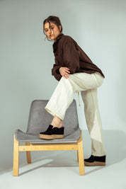 Suede Espadrille Mules - Black