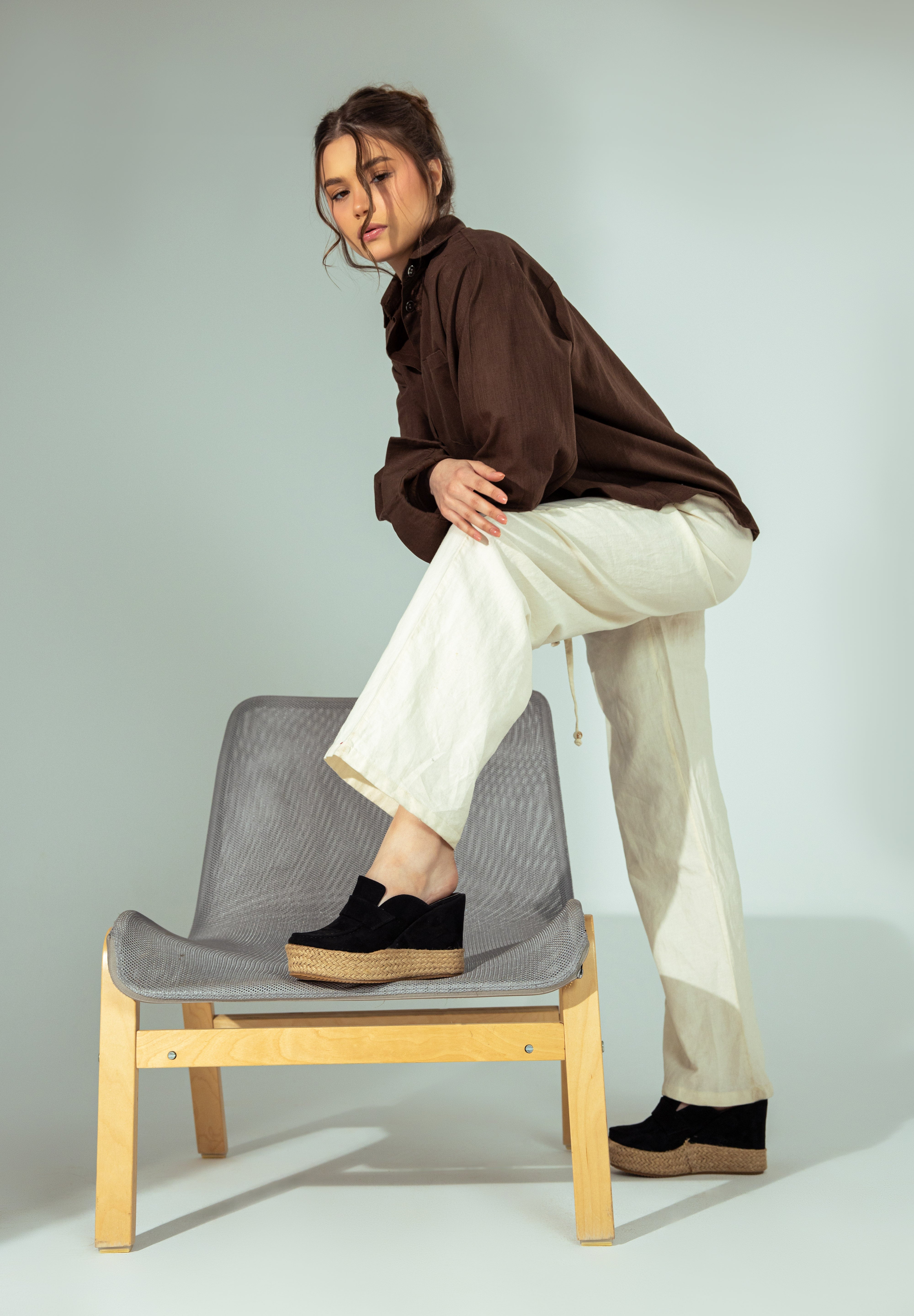 Suede Espadrille Mules - Black