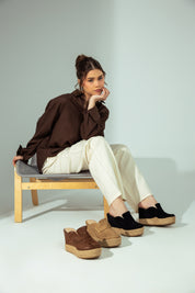 Suede Espadrille Mules - Cafe