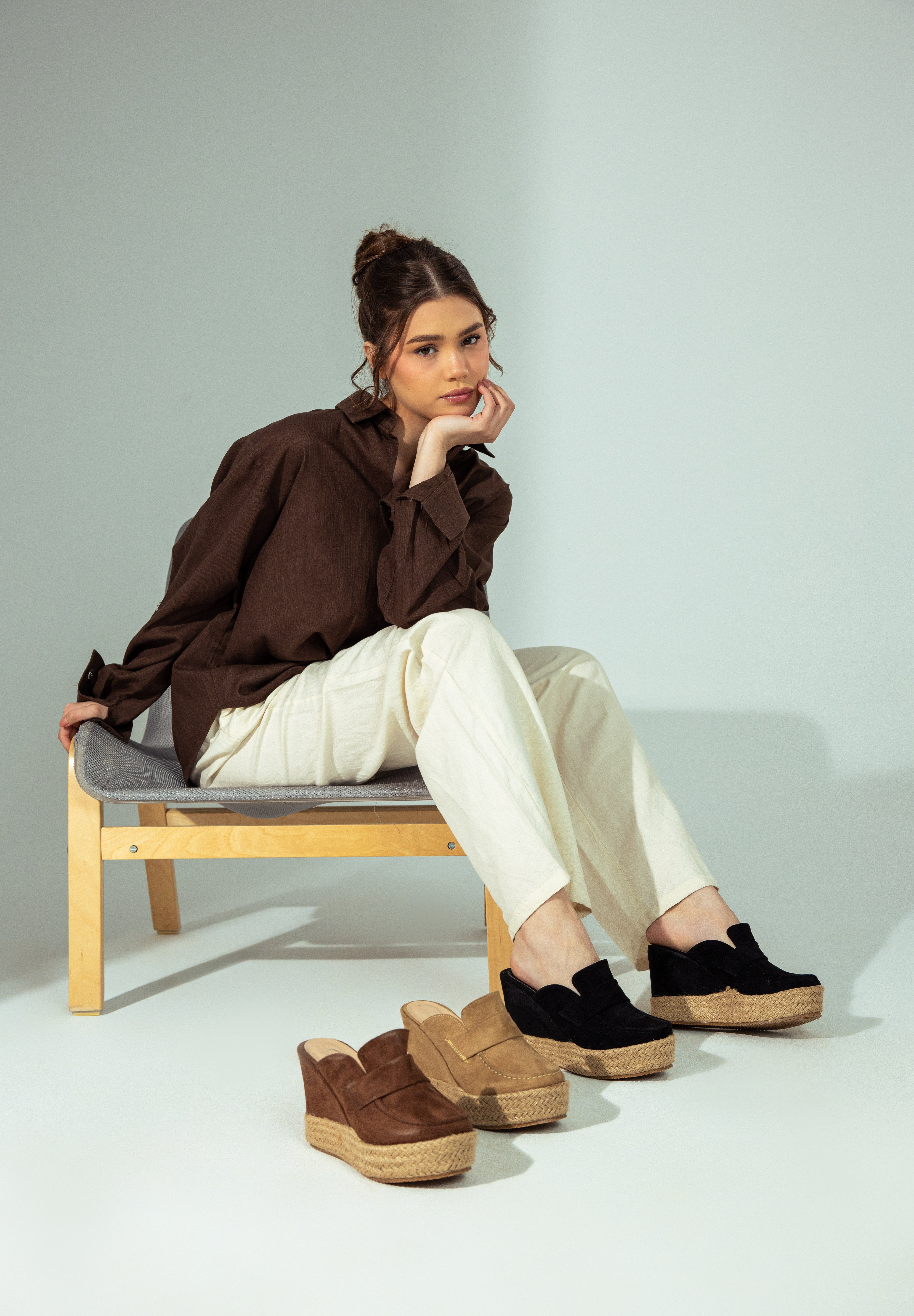 Suede Espadrille Mules - Cafe