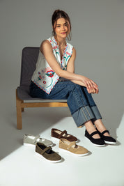 Breathable Strap Flats - Gray
