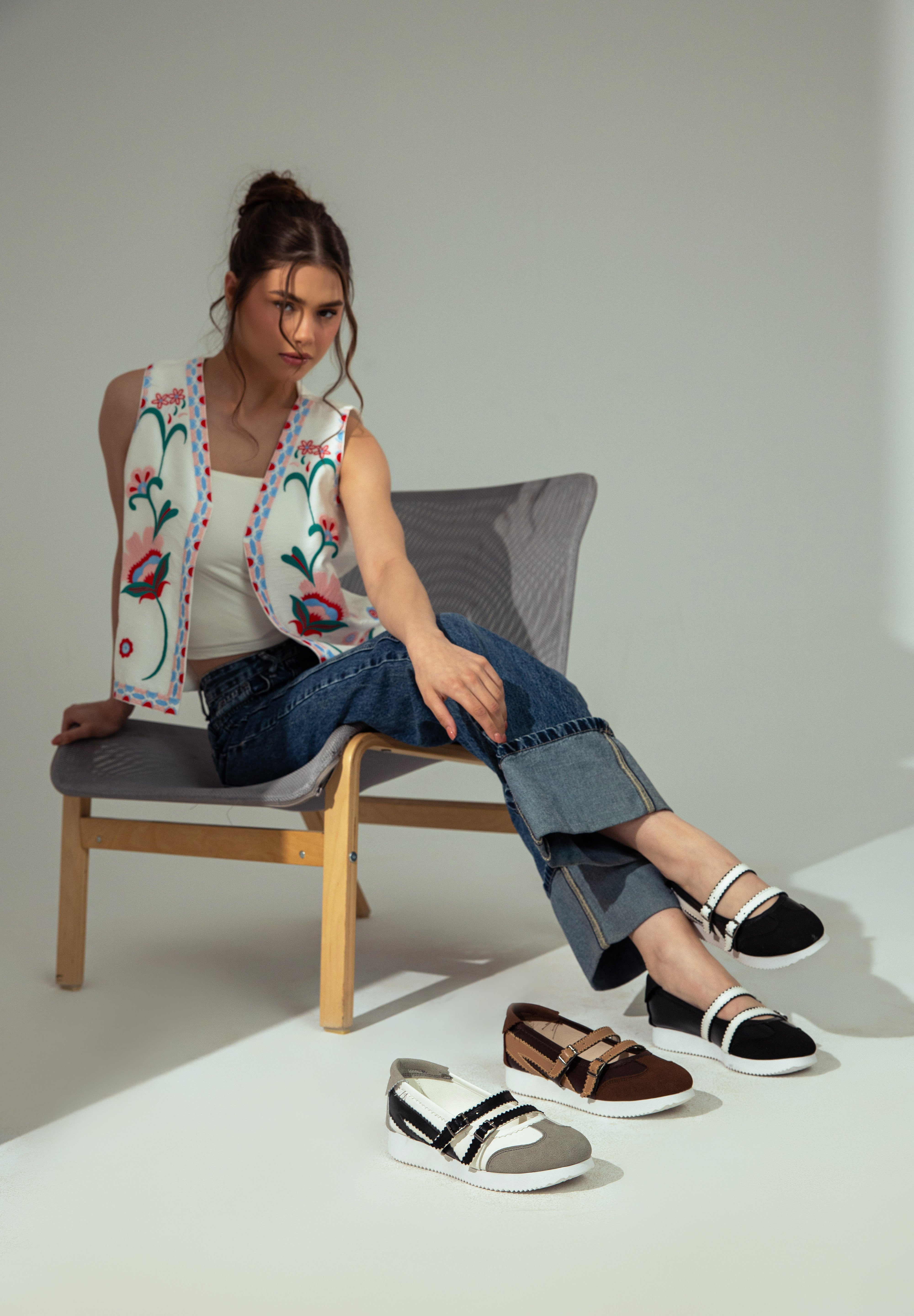 Multi-Strap Buckle Flats - White