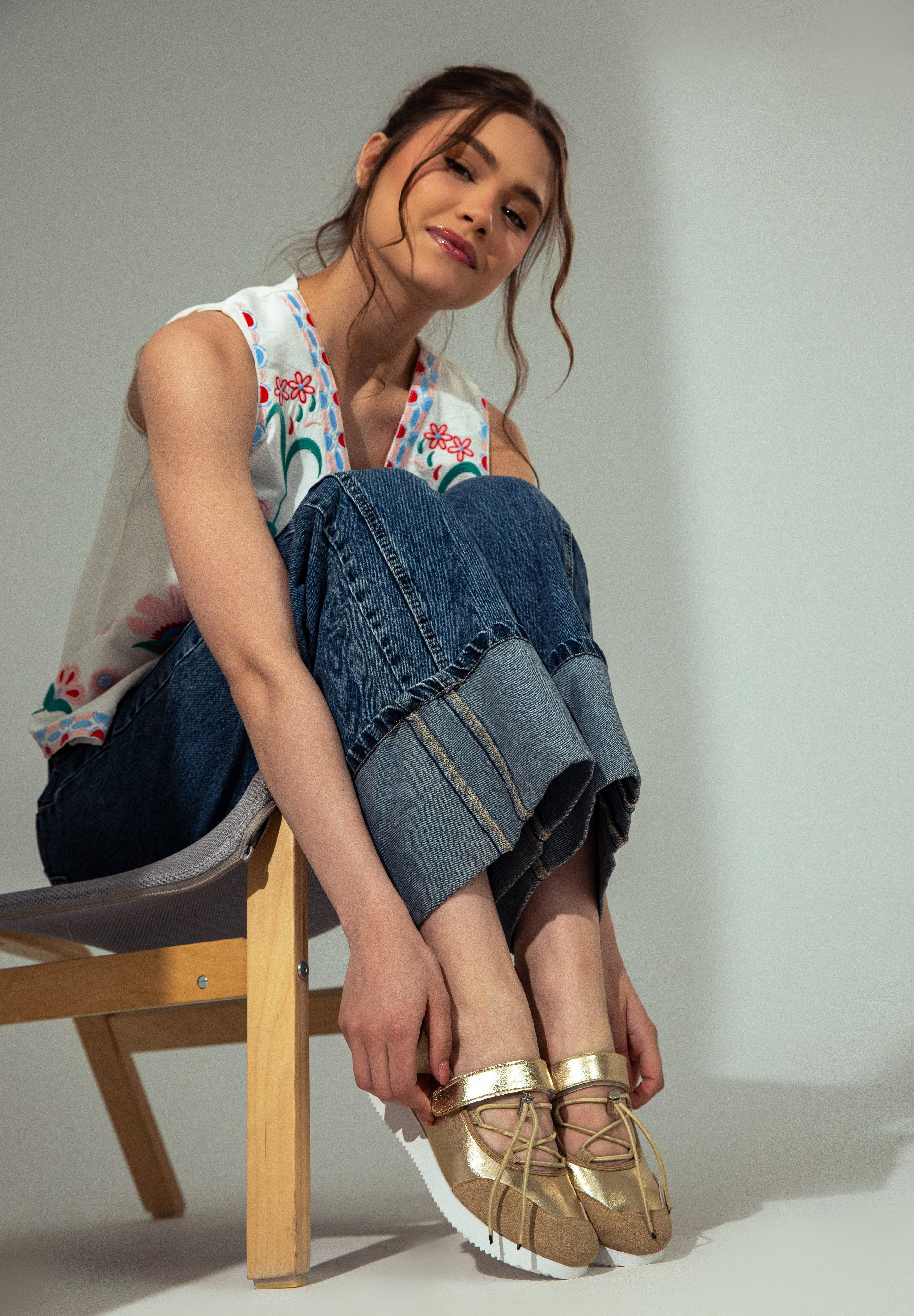 Metallic Mary Jane Flats - Gold