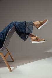 Criss-Cross Elastic Flats - Cafe
