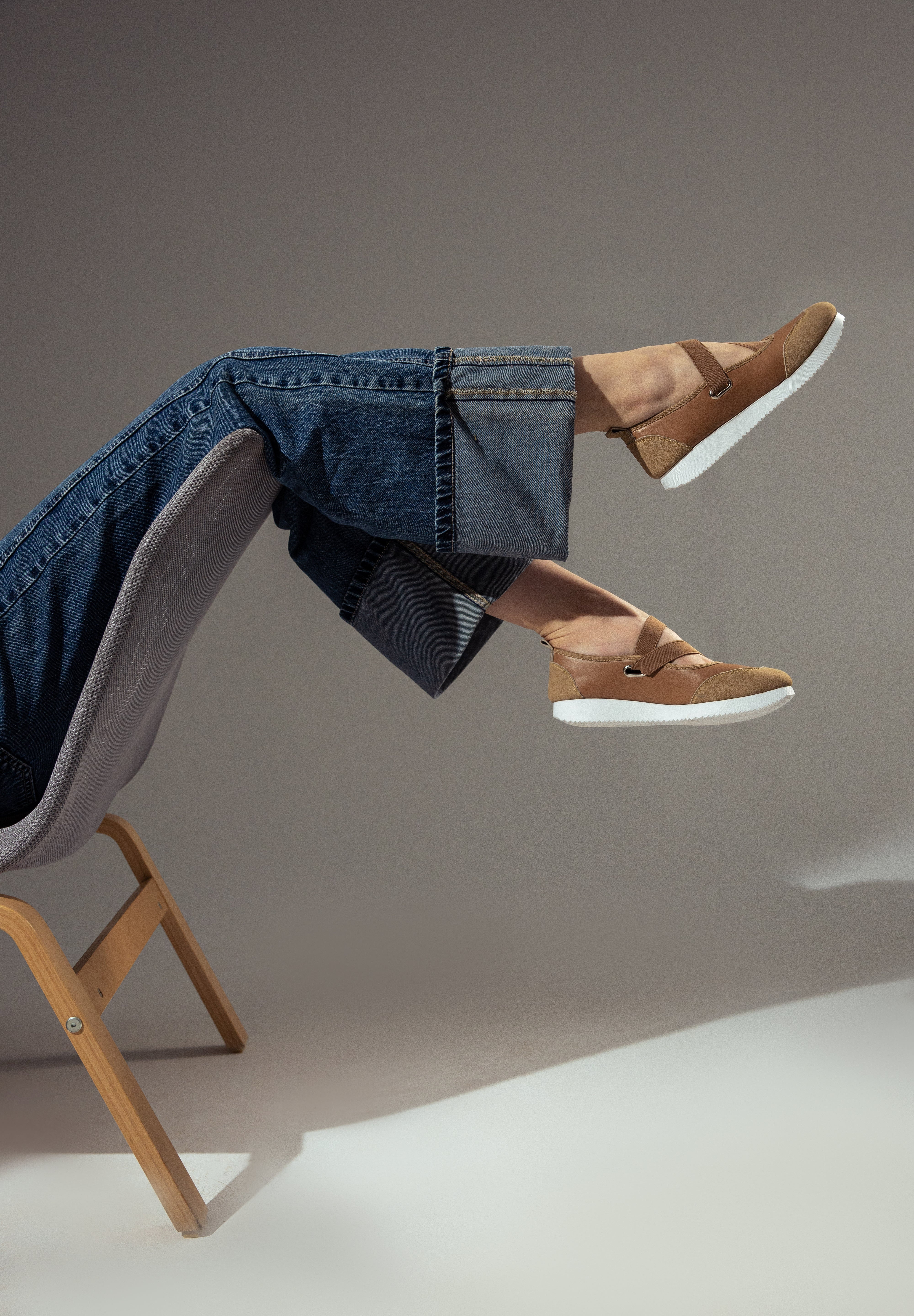 Criss-Cross Elastic Flats - Cafe