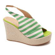 Green Women's striped high heel sandal