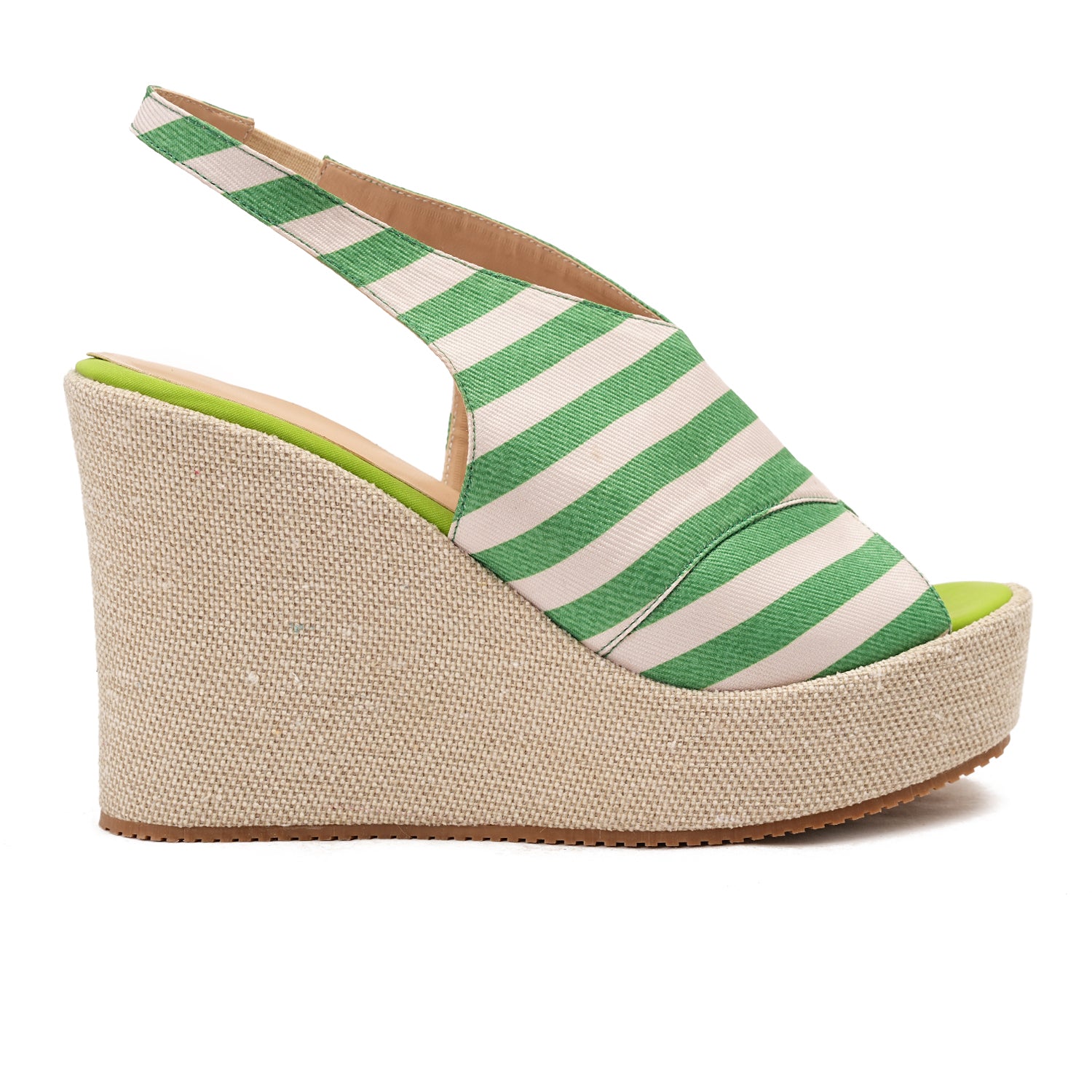 Green Women's striped high heel sandal
