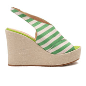 Green Women's striped high heel sandal