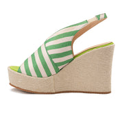 Green Women's striped high heel sandal
