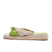 Green slipper tied with a knot