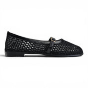 Buckled Mesh Ballerinas - Black