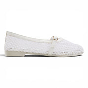 Buckled Mesh Ballerinas - White