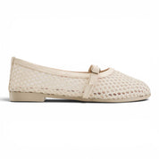 Buckled Mesh Ballerinas - Beige