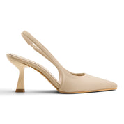 Classic Satin Slingback Pumps - Beige