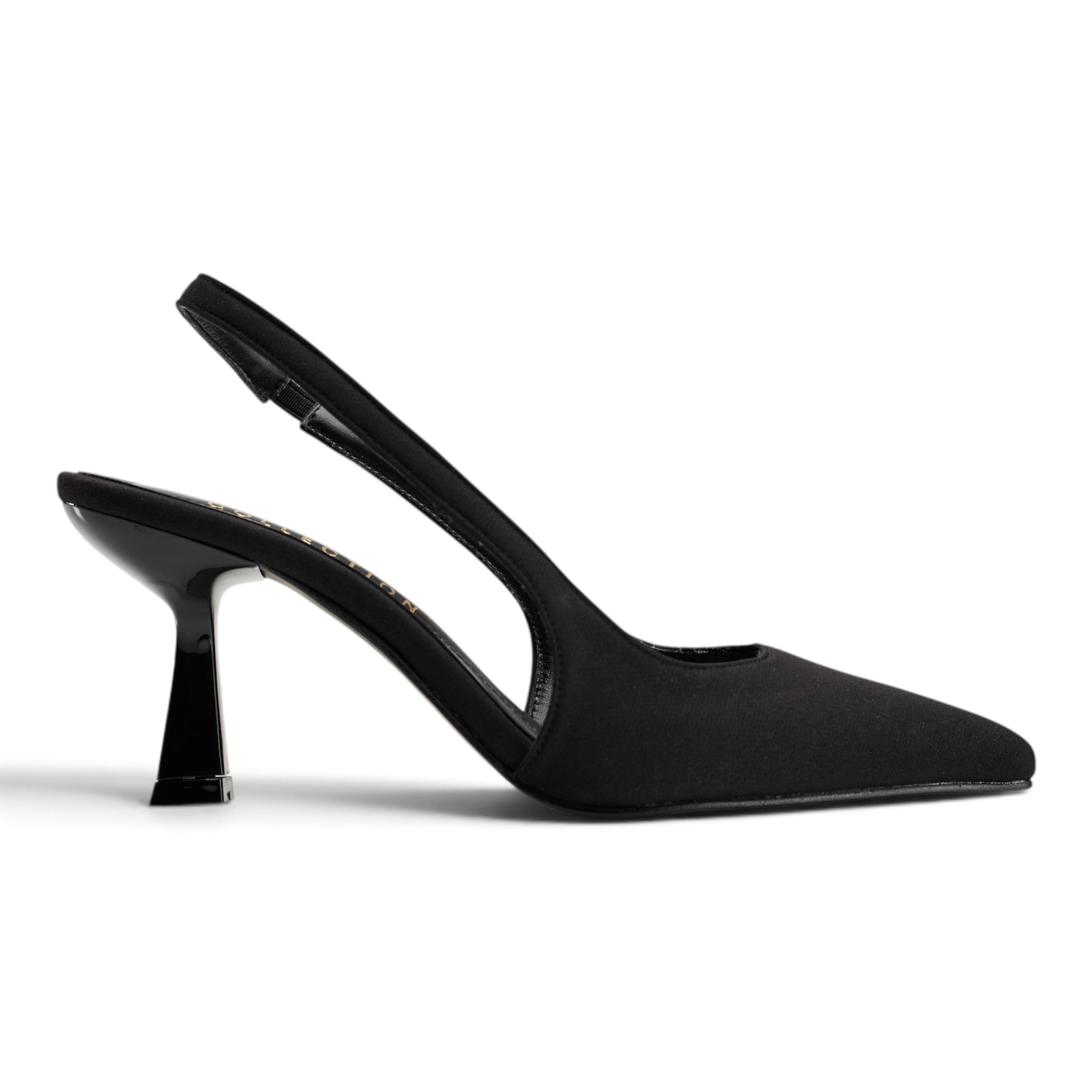 Classic Satin Slingback Pumps - Black