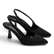 Classic Satin Slingback Pumps - Black