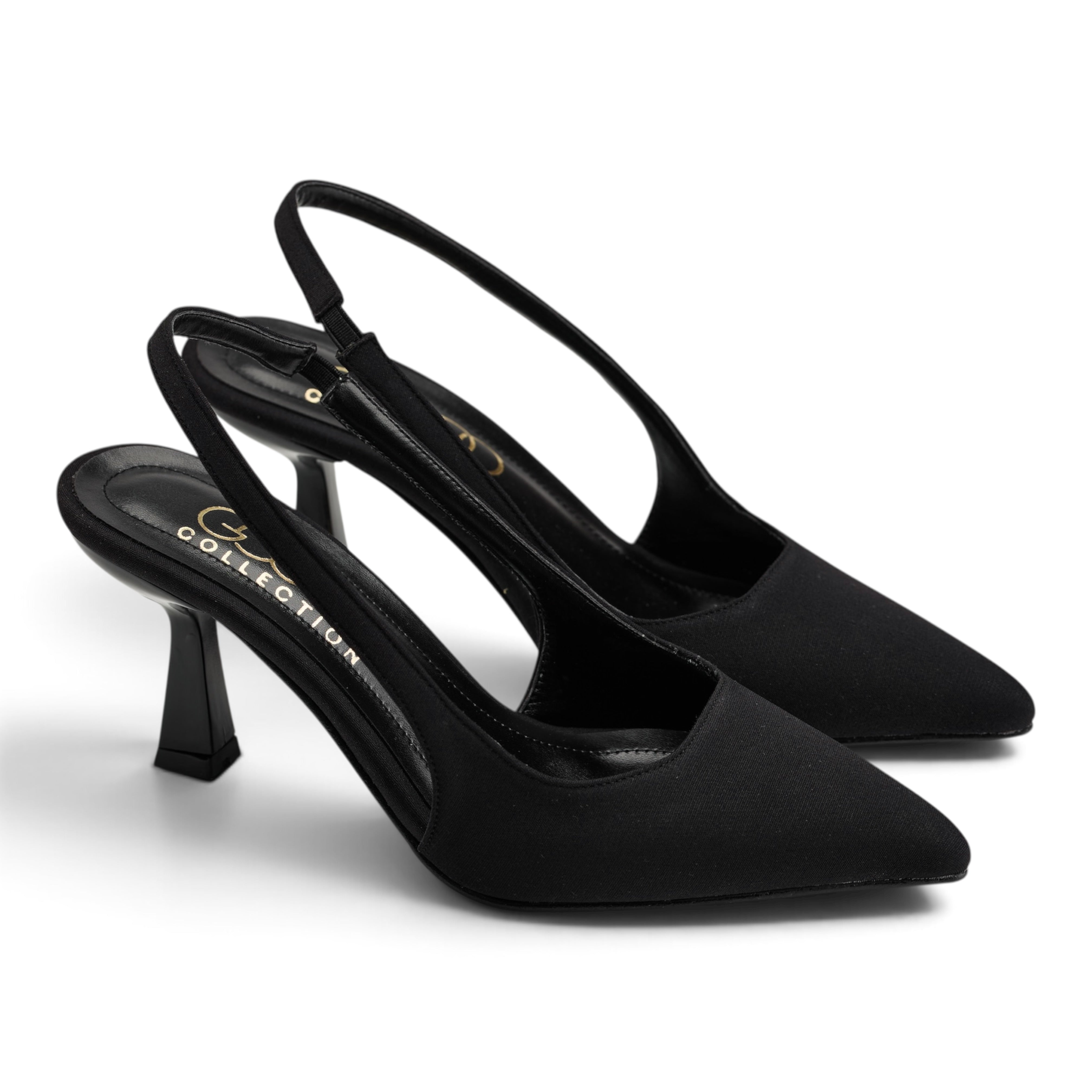 Classic Satin Slingback Pumps - Black