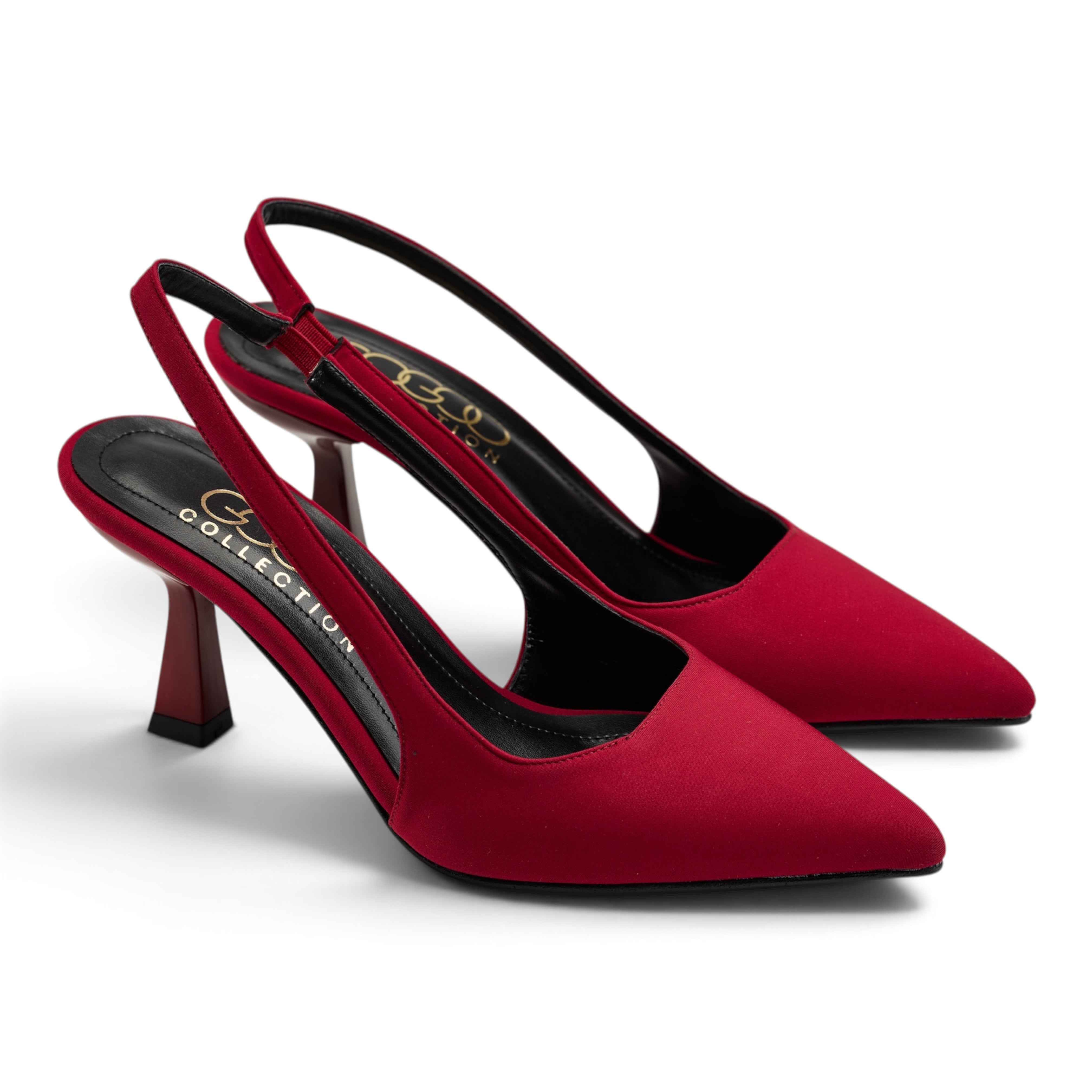 Classic Satin Slingback Pumps - Maroon