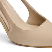 Classic Satin Slingback Pumps - Beige