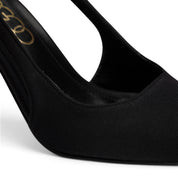 Classic Satin Slingback Pumps - Black