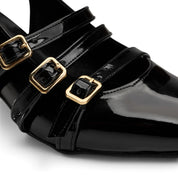 Elegant Triple-Strap Slingback Pumps - Black