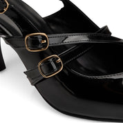 Chic Cross-Strap Slingback Mid-Heels - Black