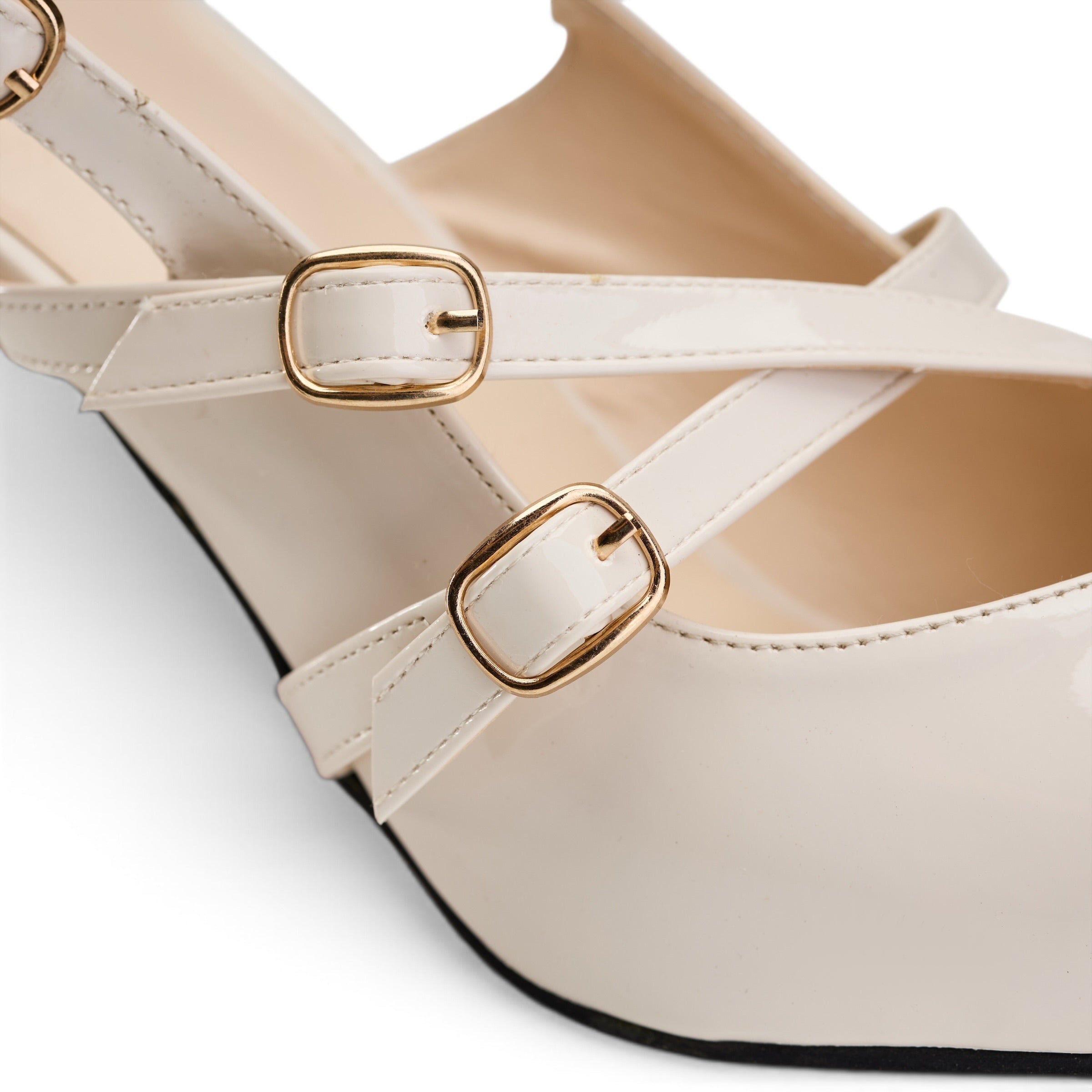 Chic Cross-Strap Slingback Mid-Heels - Beige