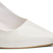Glossy Slingback Pointed-Toe Heels - White
