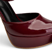 Chic High Platform Ankle Strap Heels - Maroon