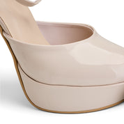 Chic High Platform Ankle Strap Heels - Beige