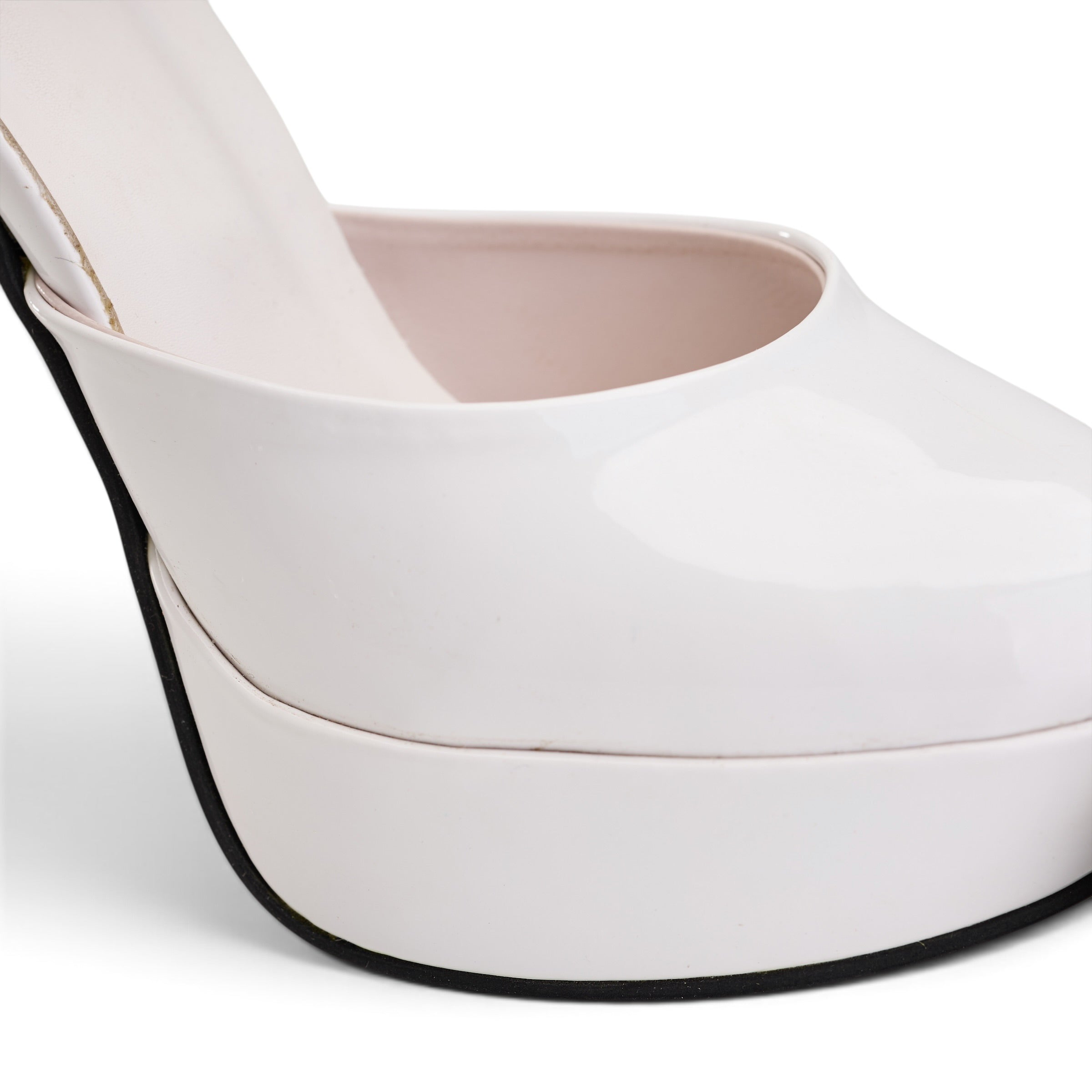 Chic High Platform Ankle Strap Heels - White