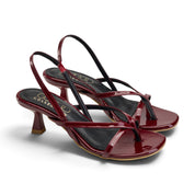 Strappy Slingback Kitten Heels - Maroon