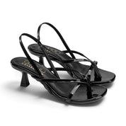 Strappy Slingback Kitten Heels - Black